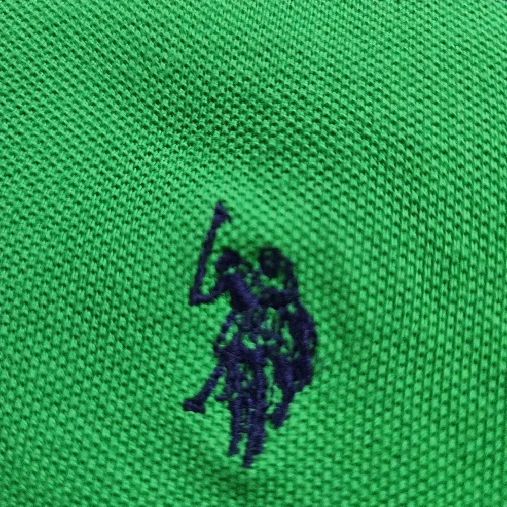 US Polo Assn Men's Polo Shirt Large Green Blue Striped Embroidered Logo Sleeve - Picture 4 of 10